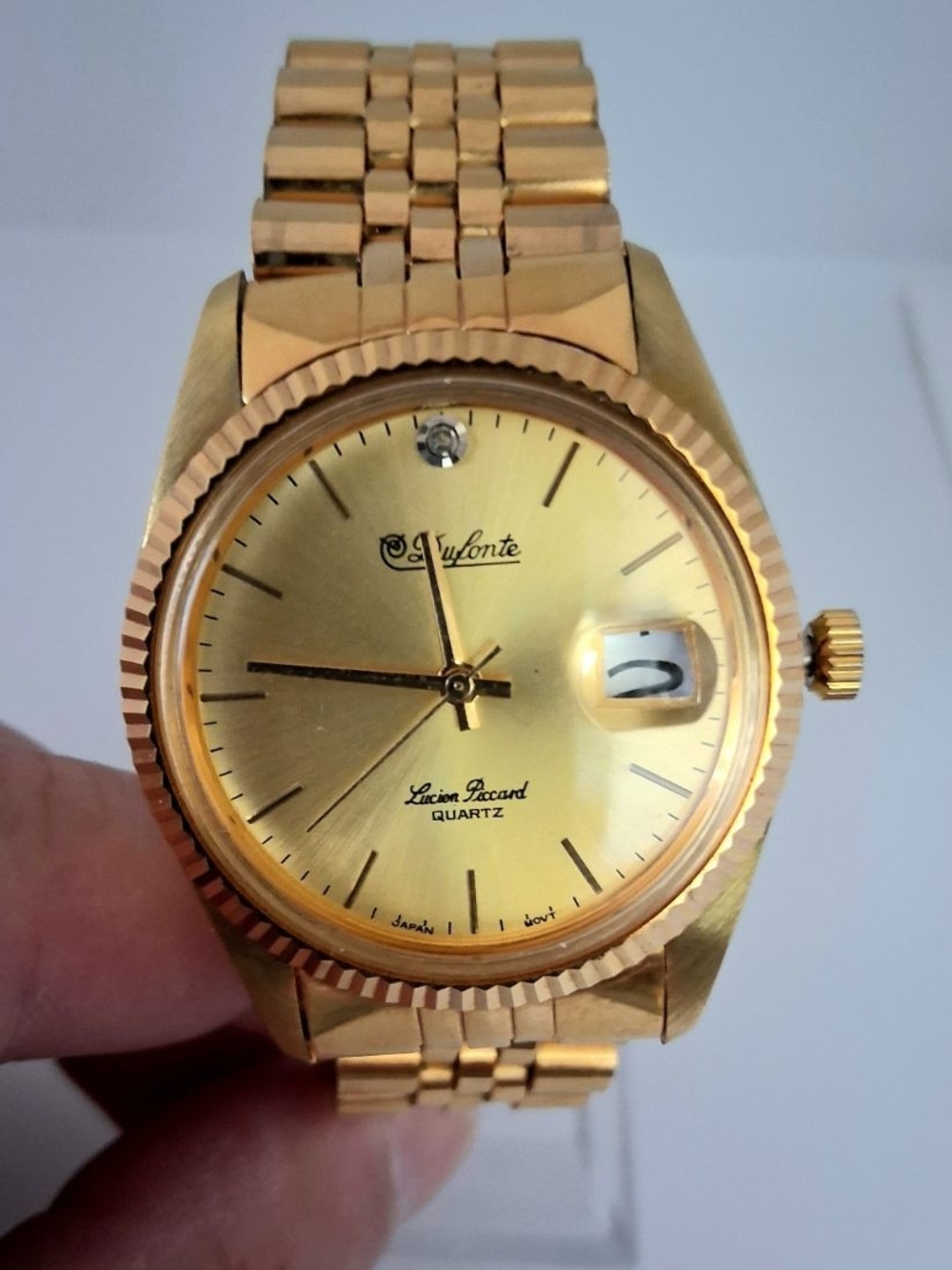 Lucien Piccard Diamond Presidential Gold Plated Men's Watch IN BOX